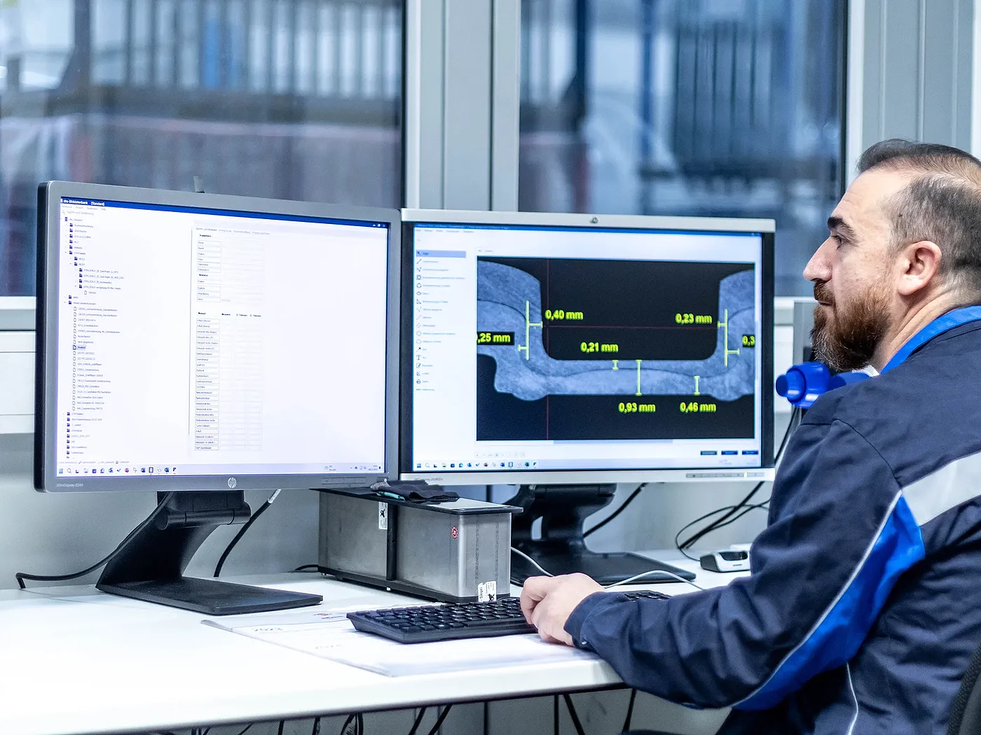 Analyse eines Schliffbilds durch eine Clinchverbindung